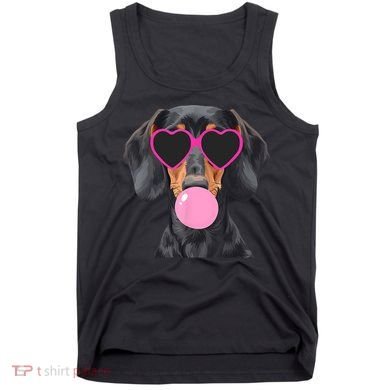Funny Dachshund Wearing Glasses And Blowing Bubble Gum  Tank Top