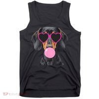 Funny Dachshund Wearing Glasses And Blowing Bubble Gum  Tank Top thumb 0