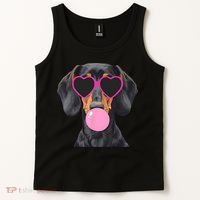 Funny Dachshund Wearing Glasses And Blowing Bubble Gum  Tank Top thumb 2