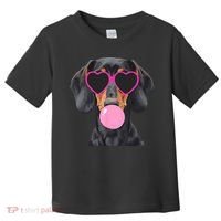 Funny Dachshund Wearing Glasses And Blowing Bubble Gum  Toddler T-Shirt thumb 0