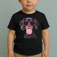 Funny Dachshund Wearing Glasses And Blowing Bubble Gum  Toddler T-Shirt thumb 2
