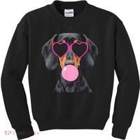 Funny Dachshund Wearing Glasses And Blowing Bubble Gum  Kids Sweatshirt thumb 0