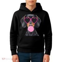 Funny Dachshund Wearing Glasses And Blowing Bubble Gum  Kids Hoodie thumb 4
