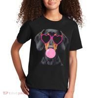 Funny Dachshund Wearing Glasses And Blowing Bubble Gum  Kids T-Shirt thumb 2