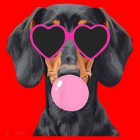 Funny Dachshund Wearing Glasses And Blowing Bubble Gum  Santa Hat thumb 1