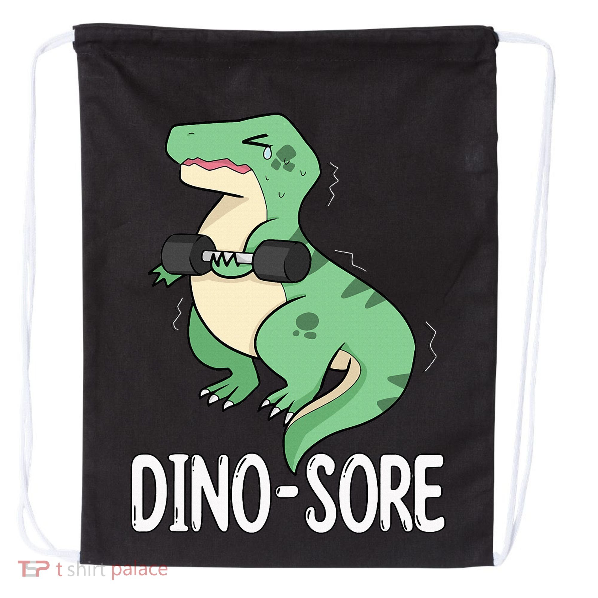 Funny Dinosaur Workout  Dino Sore Drawstring Bag