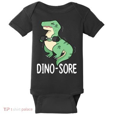 Funny Dinosaur Workout  Dino Sore Baby Bodysuit