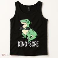 Funny Dinosaur Workout  Dino Sore Tank Top thumb 2