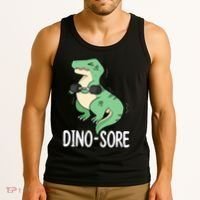 Funny Dinosaur Workout  Dino Sore Tank Top thumb 3