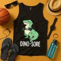 Funny Dinosaur Workout  Dino Sore Tank Top thumb 4