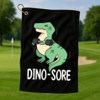 Funny Dinosaur Workout  Dino Sore Golf Towel thumb 1