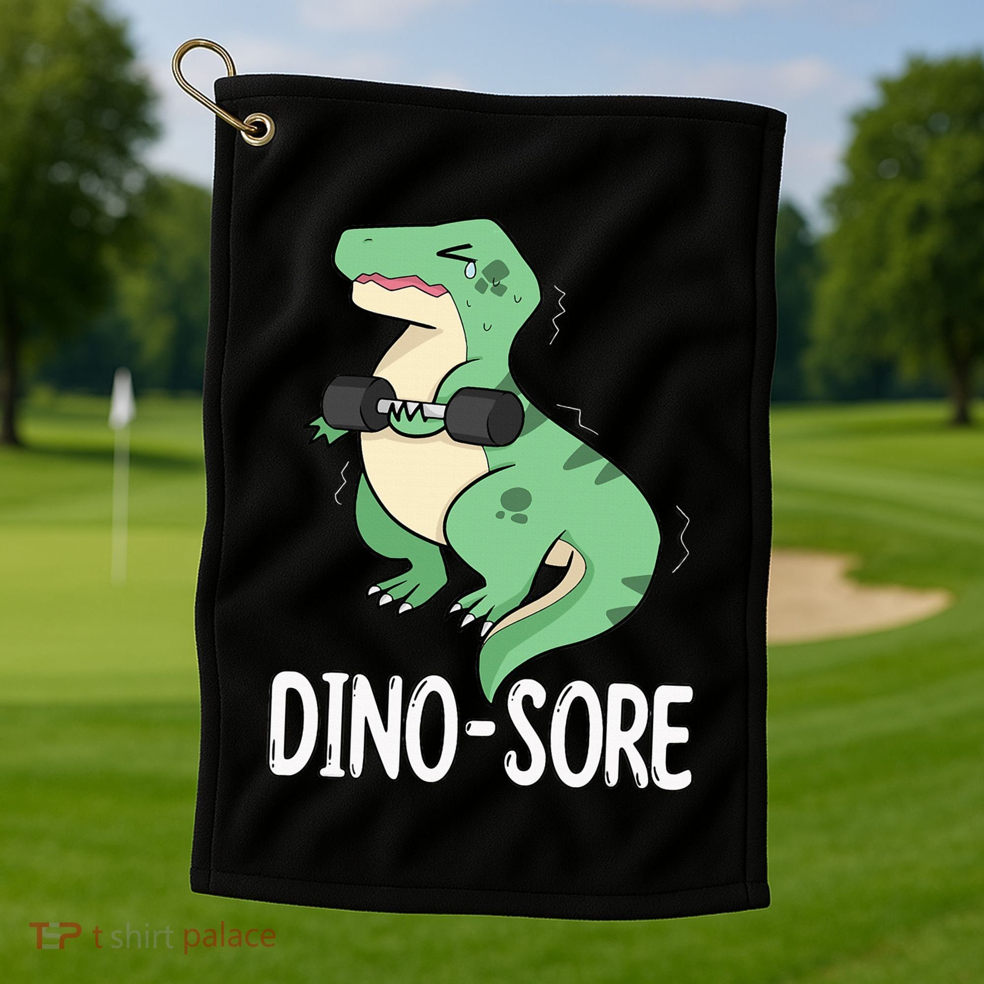 Funny Dinosaur Workout  Dino Sore Golf Towel