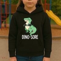 Funny Dinosaur Workout  Dino Sore Kids Hoodie thumb 3