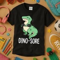 Funny Dinosaur Workout  Dino Sore Kids T-Shirt thumb 3