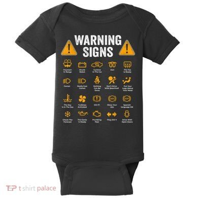 Funny Driving Warning Signs 101 Auto Mechanic Gift Driver Baby Bodysuit