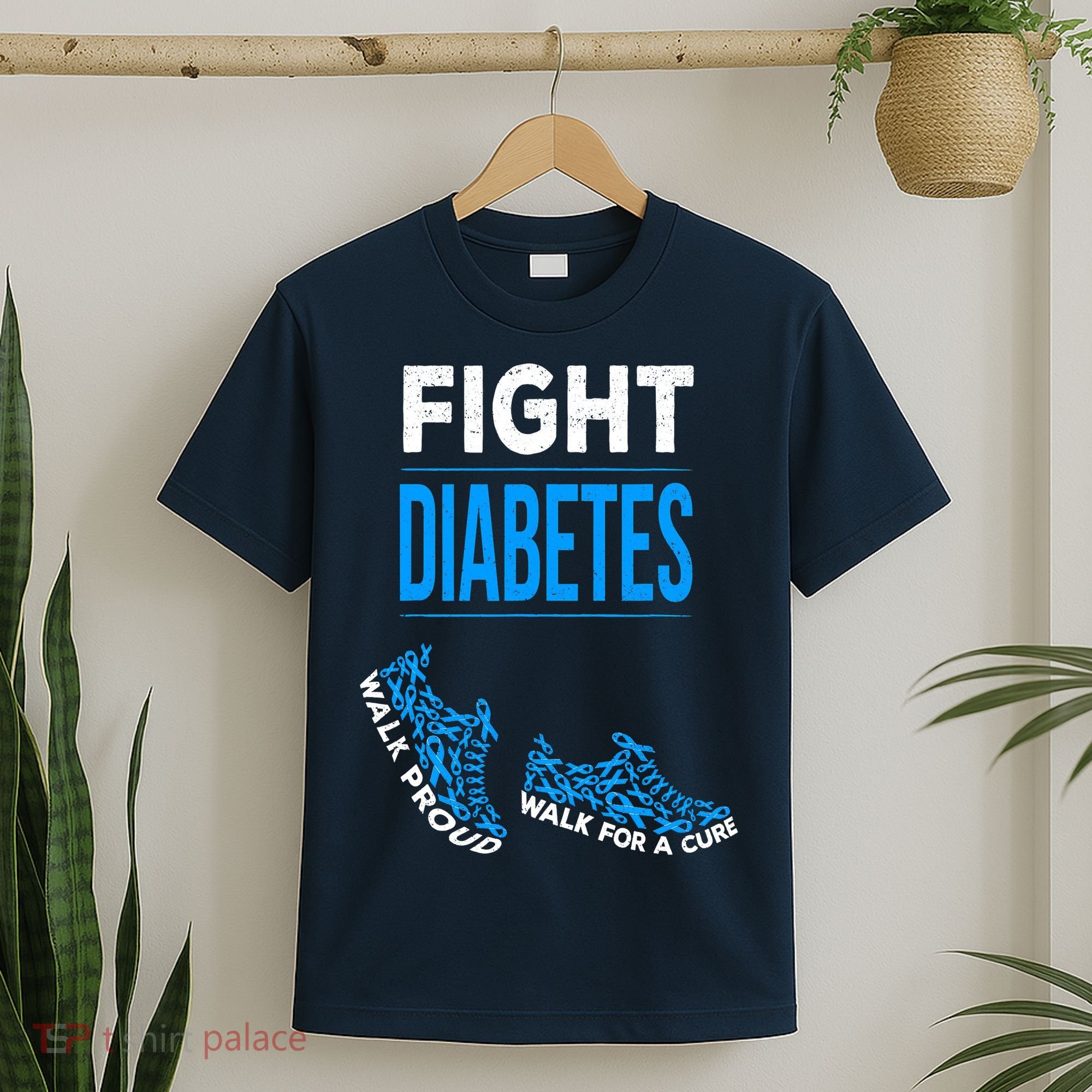 Fight Diabetes Walk For A Cure Awareness Ribbon T1D Type T-Shirt