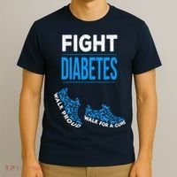 Fight Diabetes Walk For A Cure Awareness Ribbon T1D Type T-Shirt thumb 3