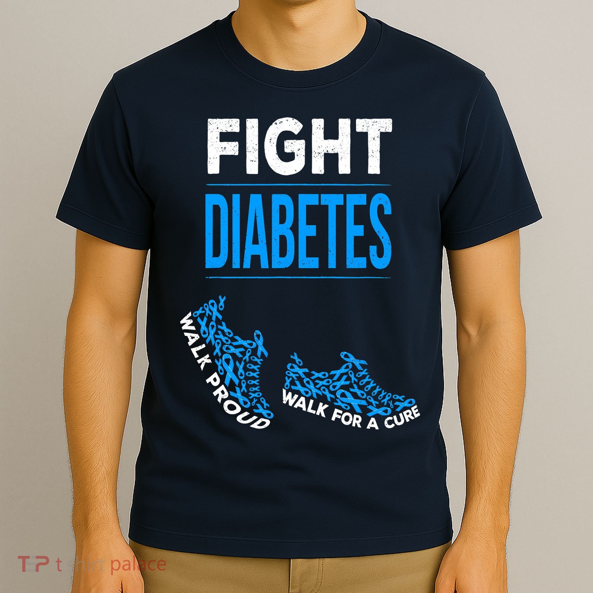 Fight Diabetes Walk For A Cure Awareness Ribbon T1D Type T-Shirt