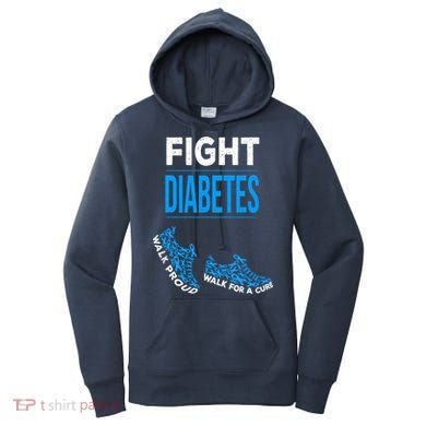Fight Diabetes Walk For A Cure Awareness Ribbon T1D Type Women's Hoodie