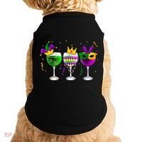 Funny Drinking Wine Mardi Gras Glass Of Wine Doggie Tank thumb 0