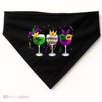 Funny Drinking Wine Mardi Gras Glass Of Wine USA-Made Doggie Bandana thumb 0