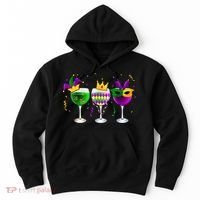 Funny Drinking Wine Mardi Gras Glass Of Wine Hoodie thumb 0