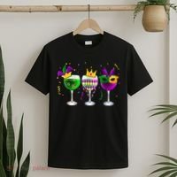 Funny Drinking Wine Mardi Gras Glass Of Wine T-Shirt thumb 2