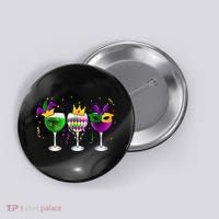 Funny Drinking Wine Mardi Gras Glass Of Wine Button thumb 0