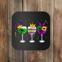 Funny Drinking Wine Mardi Gras Glass Of Wine Coaster thumb 0