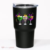 Funny Drinking Wine Mardi Gras Glass Of Wine Tumbler thumb 0
