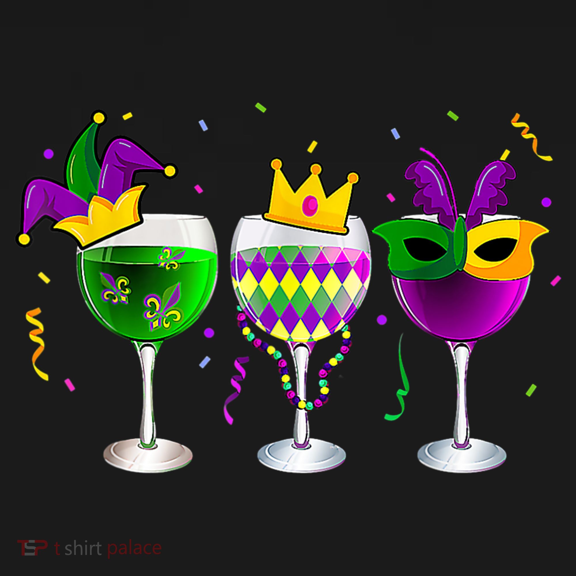 Funny Drinking Wine Mardi Gras Glass Of Wine Mousepad