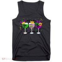 Funny Drinking Wine Mardi Gras Glass Of Wine Tank Top thumb 0