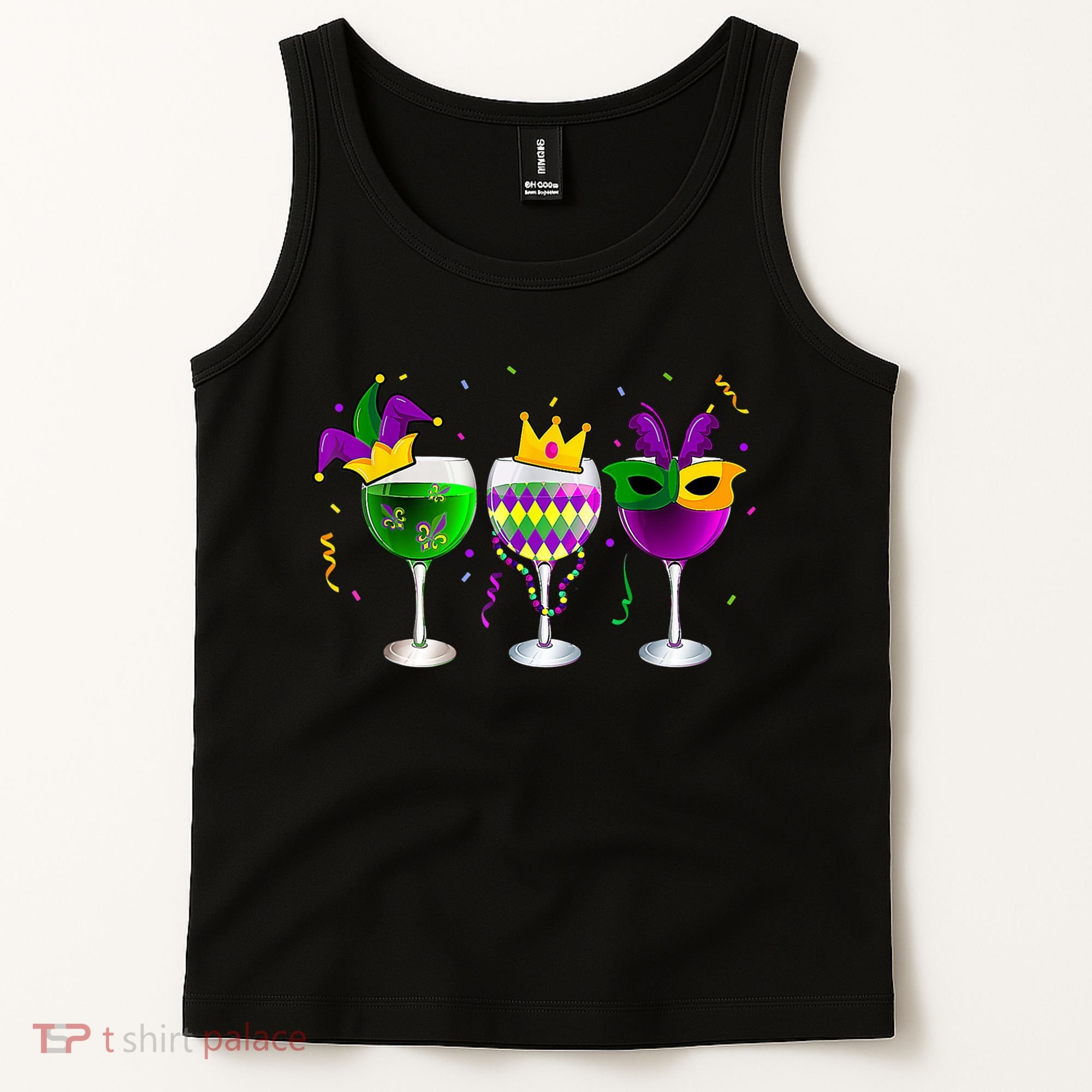Funny Drinking Wine Mardi Gras Glass Of Wine Tank Top