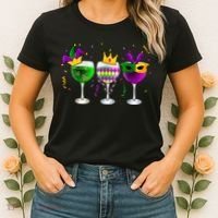 Funny Drinking Wine Mardi Gras Glass Of Wine Women's T-Shirt thumb 2