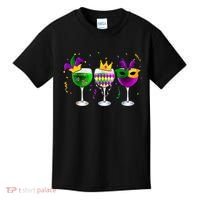 Funny Drinking Wine Mardi Gras Glass Of Wine Kids T-Shirt thumb 0