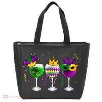Funny Drinking Wine Mardi Gras Glass Of Wine Tote Bag thumb 0