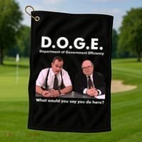 Funny D.O.G.E. What Would You Say You Do Here? Golf Towel thumb 1
