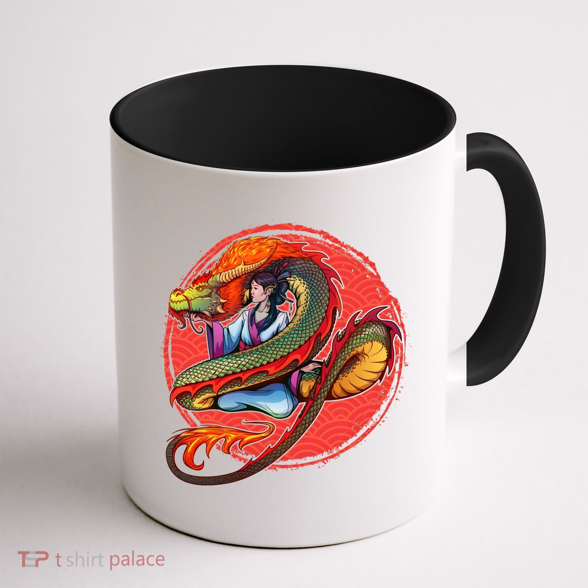 Fire Dragon Warrior Woman Coffee Mug