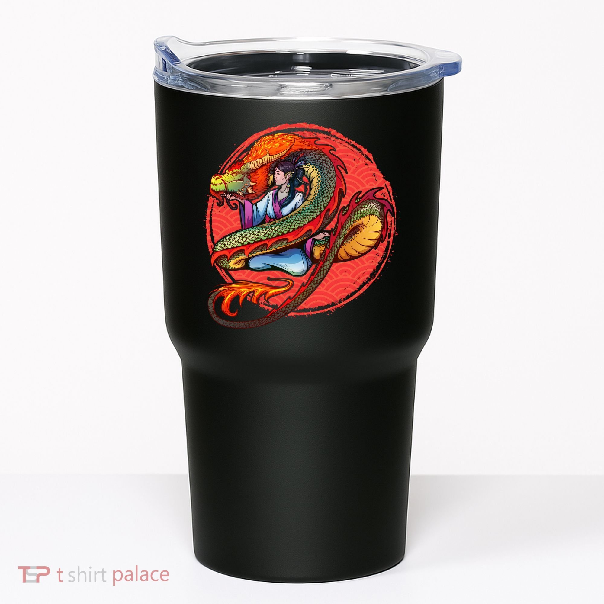 Fire Dragon Warrior Woman Tumbler