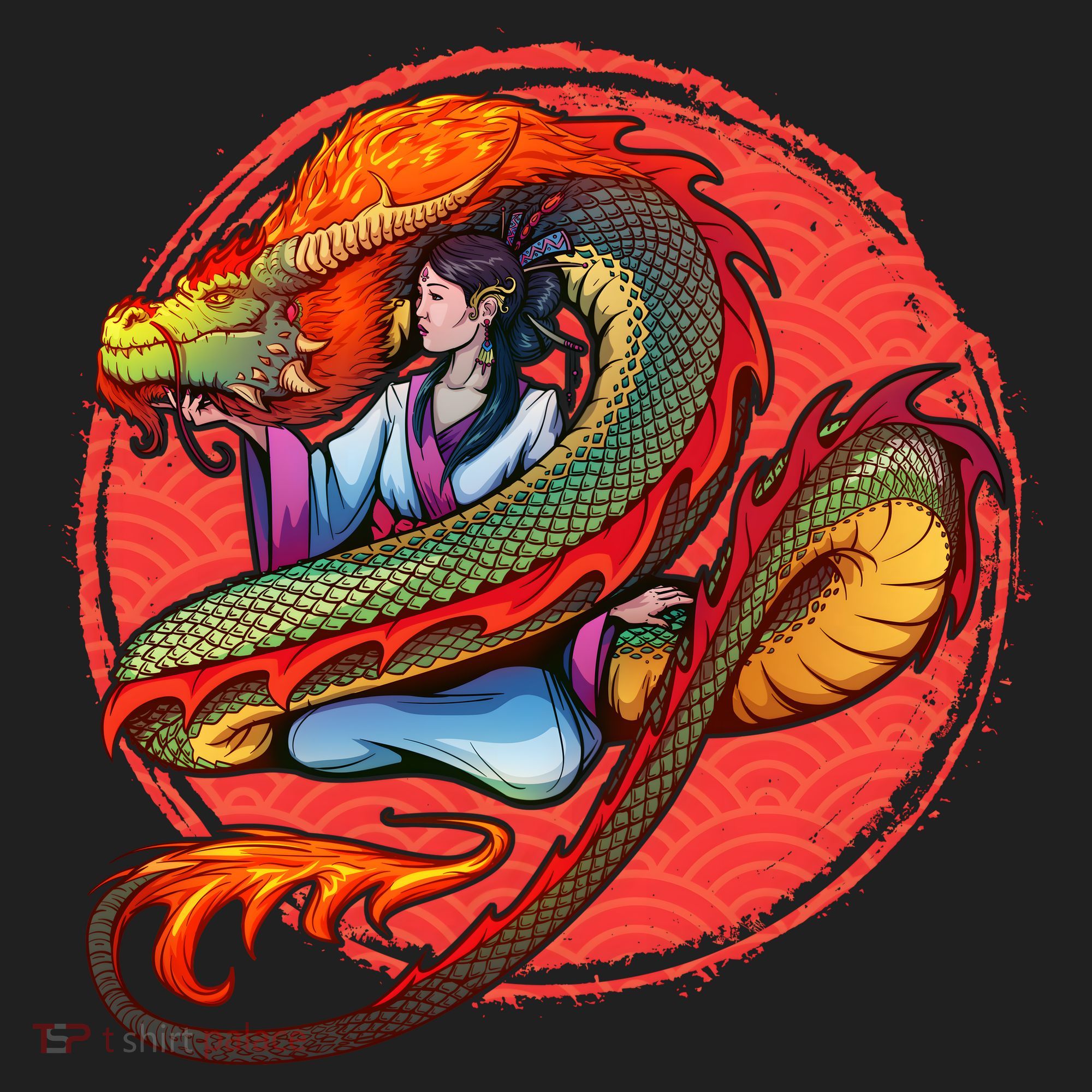Fire Dragon Warrior Woman Tumbler