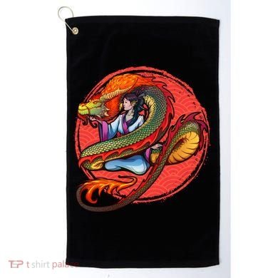 Fire Dragon Warrior Woman Golf Towel