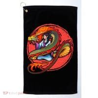 Fire Dragon Warrior Woman Golf Towel thumb 0