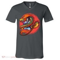Fire Dragon Warrior Woman V-Neck T-Shirt thumb 0