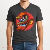 Fire Dragon Warrior Woman V-Neck T-Shirt thumb 2