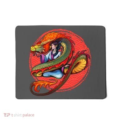 Fire Dragon Warrior Woman Mousepad