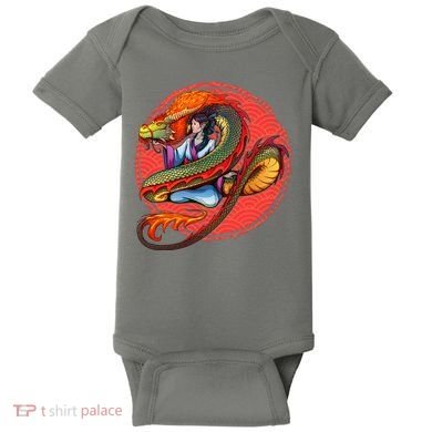 Fire Dragon Warrior Woman Baby Bodysuit