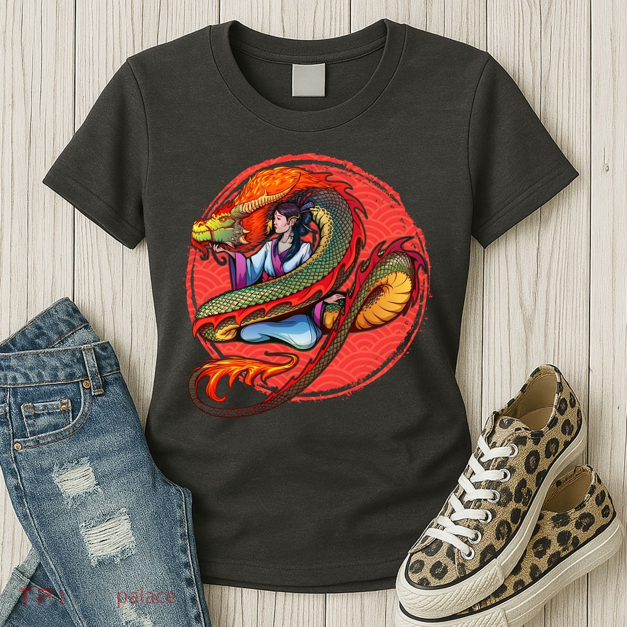 Fire Dragon Warrior Woman Women's T-Shirt