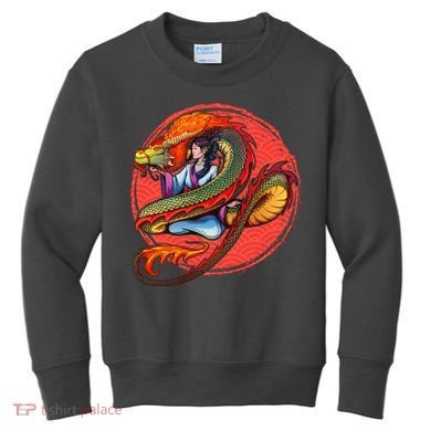Fire Dragon Warrior Woman Kids Sweatshirt