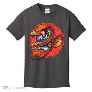 Fire Dragon Warrior Woman Kids T-Shirt