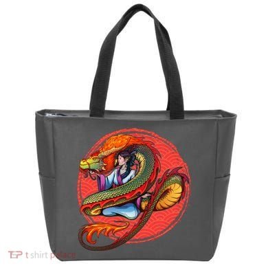 Fire Dragon Warrior Woman Tote Bag
